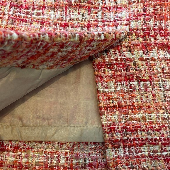 Kenar Red &  Orange Tweed Pencil Skirt Sz 4 lined Cotton Blend back zip preowned - Picture 3 of 7